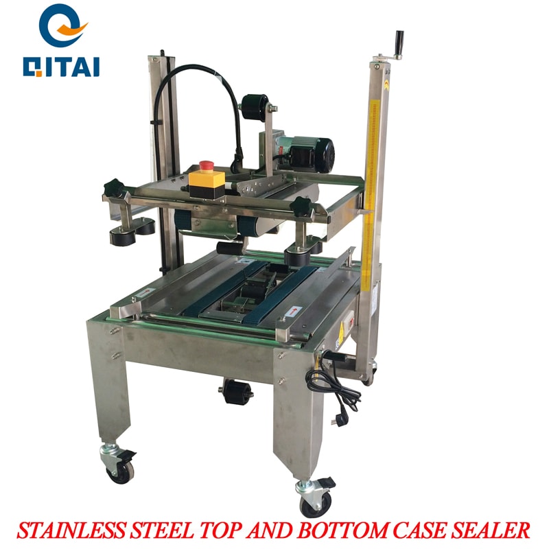 Stainless steel top and bottom driven motor case sealer QT-56B